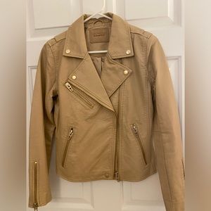 Blank NYC Leather Moto Jacket in Beige Size Small